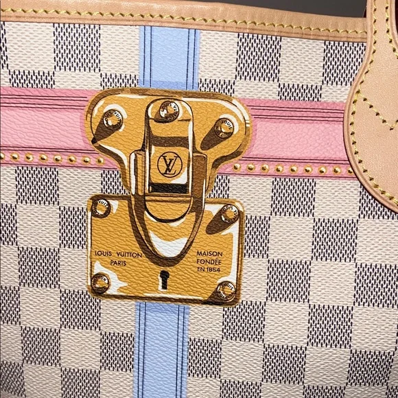 ❤️NWT LOUIS VUITTON NEVERFUL MM DAMIER AZUR SUMMER TRUNK N41065 - Picture 9 of 17